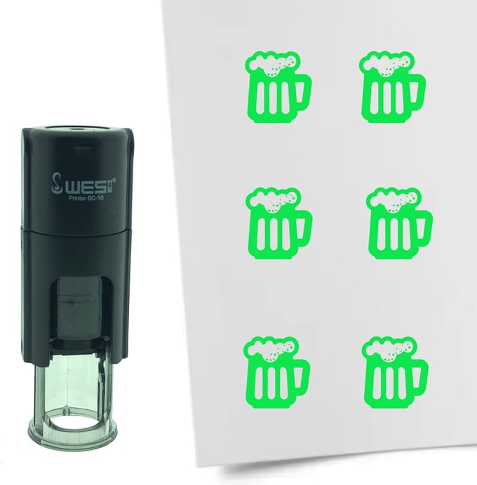CombiCraft Stempel Bier 10mm rond - groene inkt