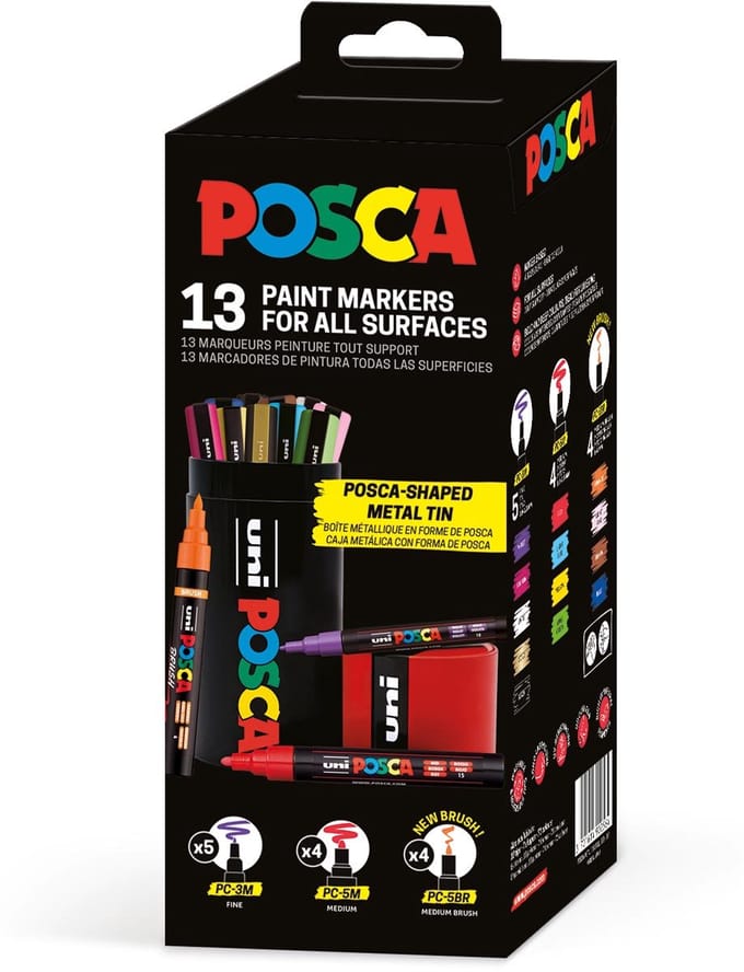 Uni Posca Acrylverfstiften in Koker Set 13 kleuren