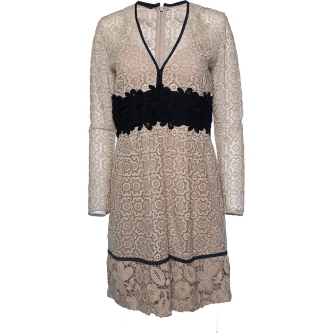 Burberry, SS16 Cocktail midi-jurk in beige kant