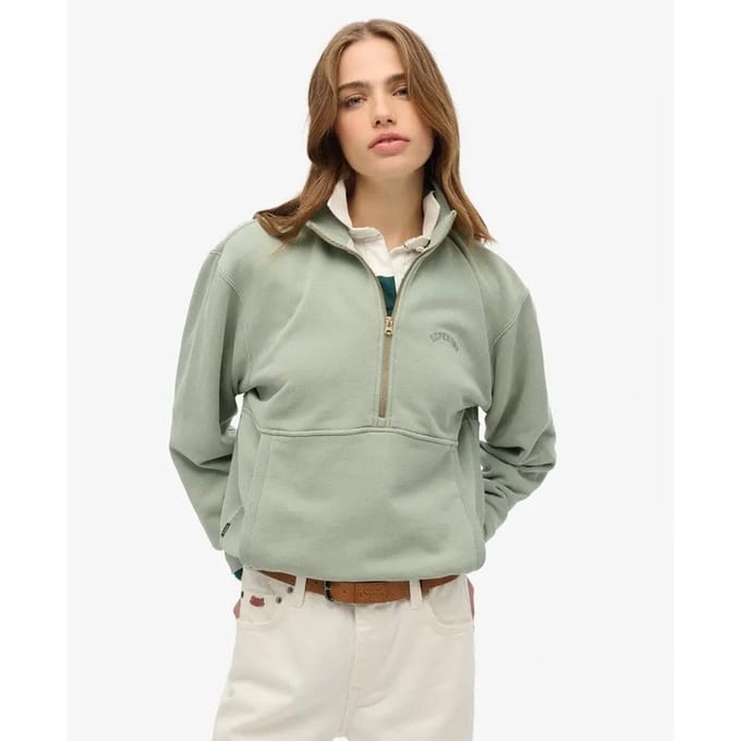 Superdry - Essential oversized sweatshirt met halve rits en logo - Dames - Truien