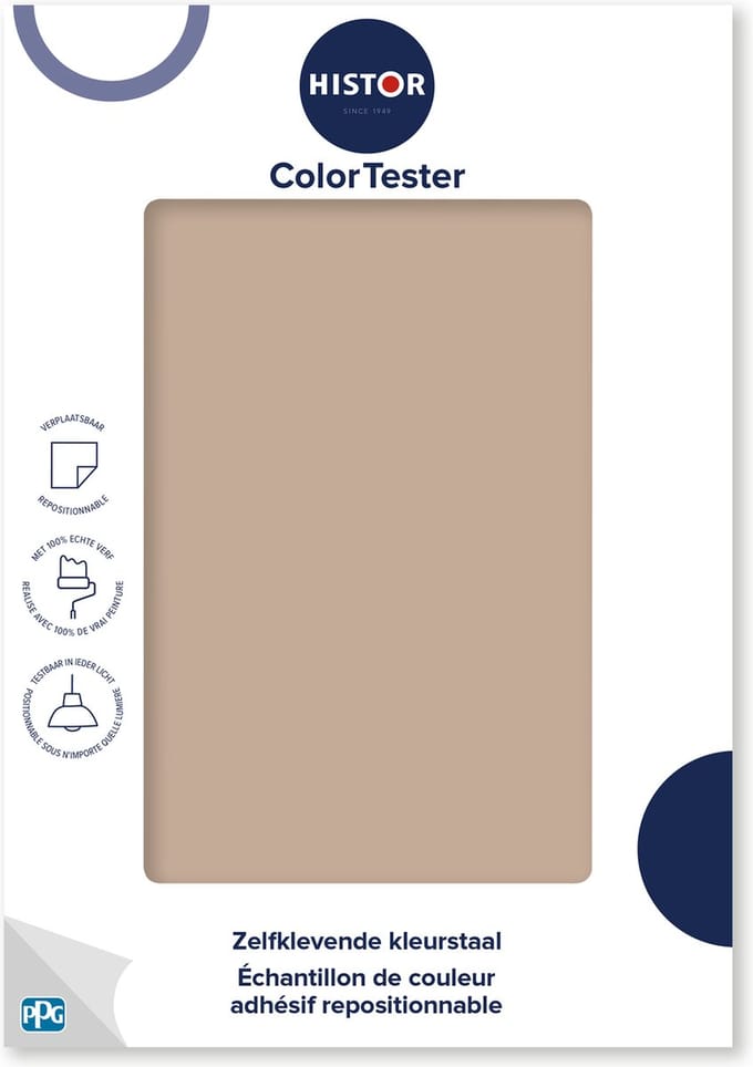 Histor Kleurtester Mat - Dekkend - Makkelijk te Verwijderen - Kleurecht - Transcend - Beige