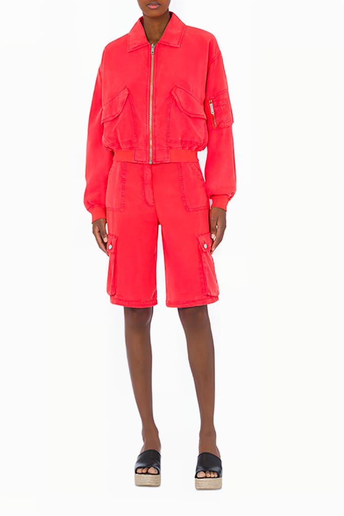 Moschino Garment-dyed Lyocell Bomber Jacket Red Taglia: XS | Bomber Outlet | Donna | Rosso