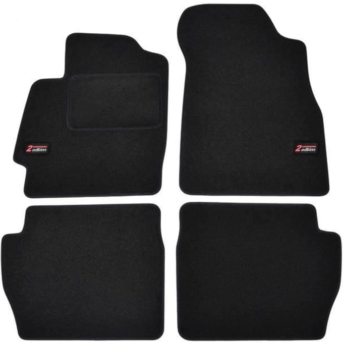 Tapis de sol - Logo - Mazda 2 - Velours noir - 4 pièces - Ajustement précis
