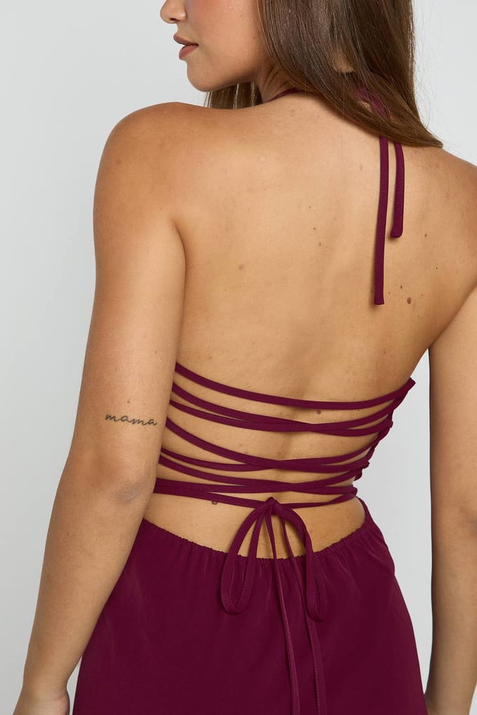 boohoo Dames Glitter Detail Mini Slip Jurk | Plum | Maat: 16