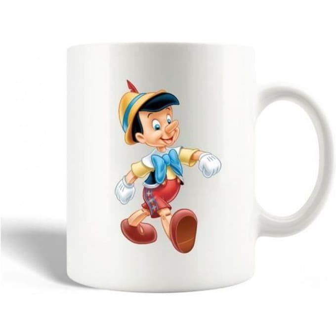 Mug en Céramique - Pinocchio - 30cl - Blanc - Compatible Lave-Vaisselle - Hauteur 9,5 cm