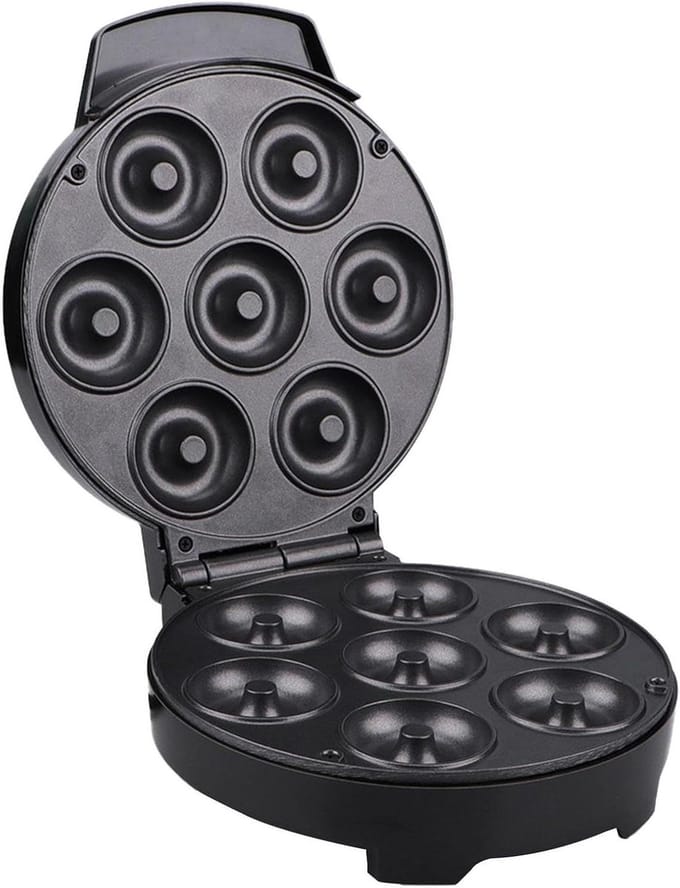 Donut Maker - Apparaat Gebak - Thuis Bakken - Antislip Handvat - 7 Donuts - Zwart