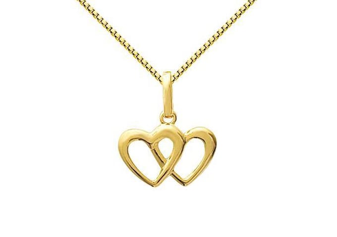 Montebello Ketting Double Gold - 925 Zilver Verguld - Hart - 15x16mm - 42cm