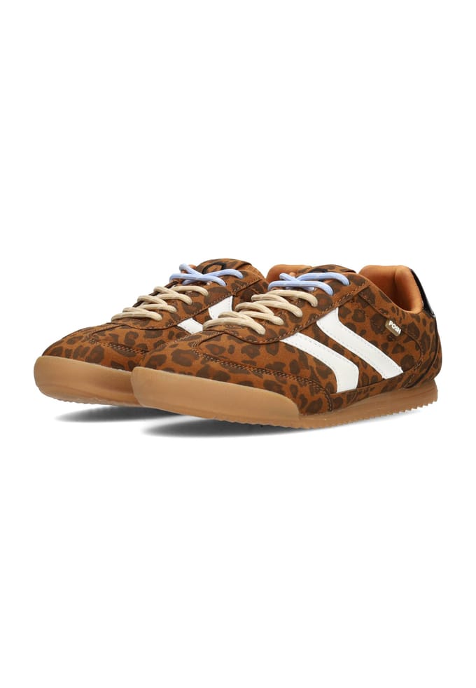 POSH by Poelman SKYE Dames Sneakers - Bruin Met Dierenprint