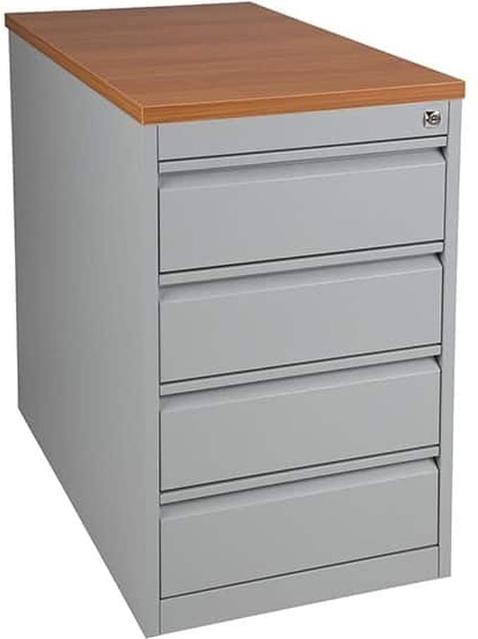 Praktische standcontainer 3 lades diep 60CM kleur Aluminium (RAL9006) topblad Wit