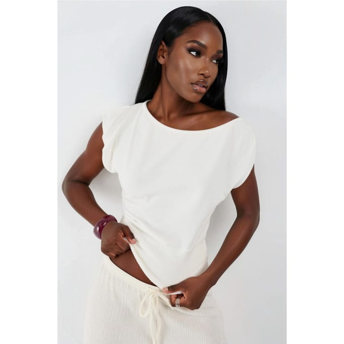 Bootneck Geribbelde Blouse