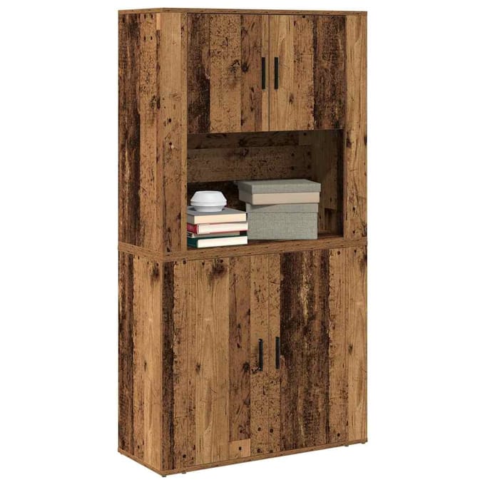 vidaXL - Highboard - Oudhout - 80 - x - 33 - x - 150 - cm - Bewerkt - hout