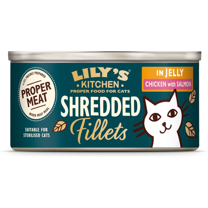 24x70g Lily's Kitchen Versnipperde Filets Kip & Zalm natvoer voor katten
