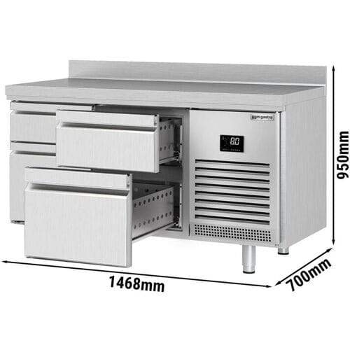 GGM Gastro Kühltisch Premium PLUS - 1468x700mm - 4 Schubladen - Aufkantung
