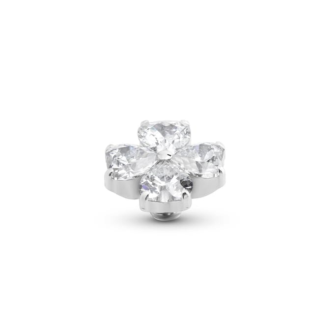 Melano Twisted Heart Clover Steentje Crystal | Zilver