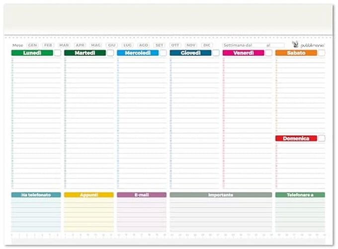 Maxi Weekplanner voor op het Bureau - Organizer Planner voor Kantoor 43 x 31 cm