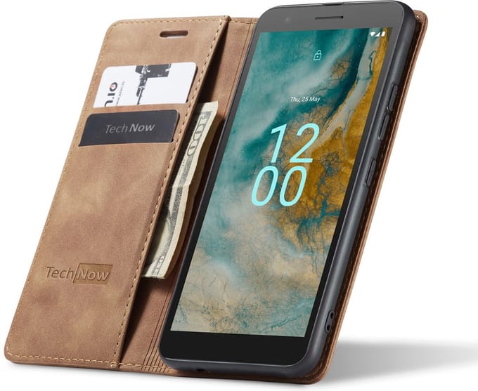 Hoesje geschikt voor Nokia C02 - Book Case Leer Slimline Bruin