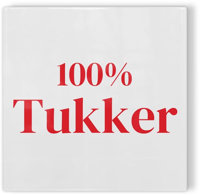 Tegeltje Twente 100% Tukker - wit rood - tegeltje stad - tegeltje met tekst