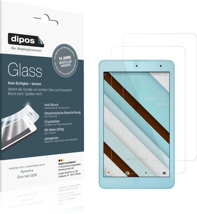 dipos – 2x Pantserfolie geschikt voor Kyocera Qua tab QZ8 | 9H Screenprotector