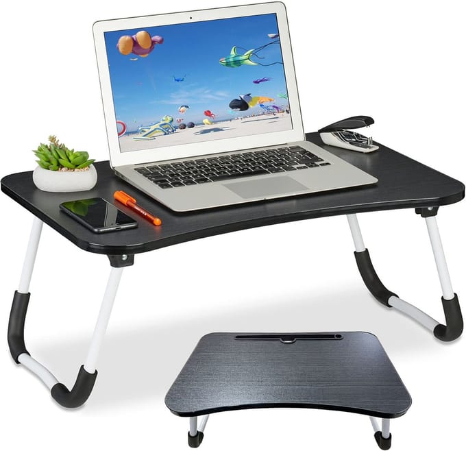 Opklapbare Laptoptafel - Schoottafel - Bedtafelblad - Laptoptafel Voor Op Bed - Laptopstandaard Met Tabletsleuf