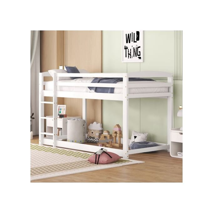 Stapelbed - MUVOE - 90x200cm - Massief Hout - Wit - 2 persoons wit