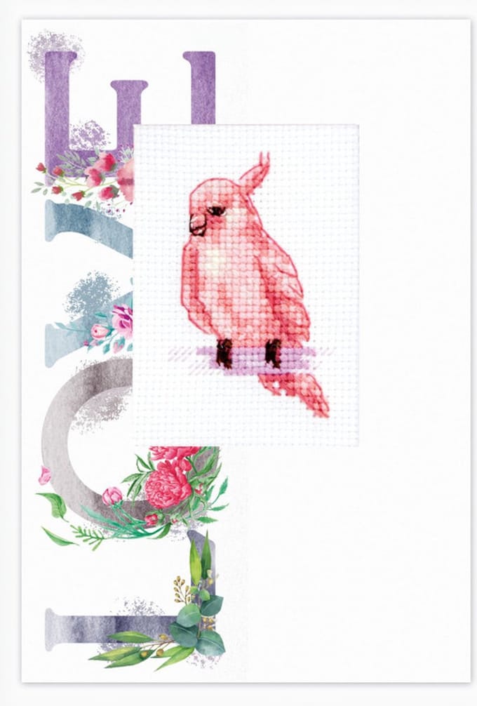 Luca-S Bird Love wenskaart borduren SP-101