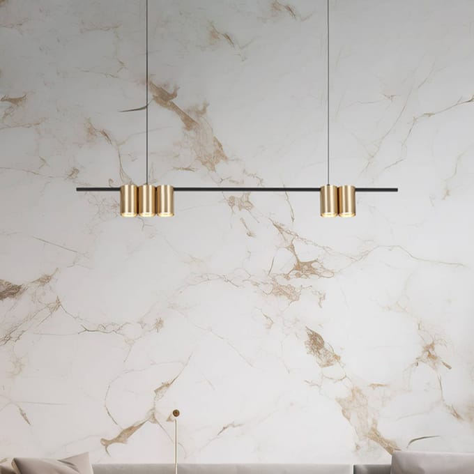 Eko-Light Hanglamp Genesis, aluminium zwart/goud, 5 x GU10, lengte 100 cm
