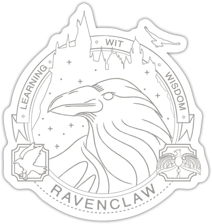 Harry Potter Ravenklauw Lineart Sticker Maat S (max. 10 x 10cm)