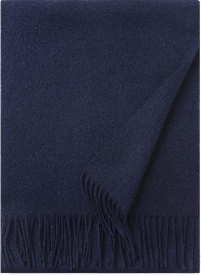 Hommard fijn geweven Lambswool scarf, lamswol, Sjaal, heren, dames, unisex, Navy, Uni