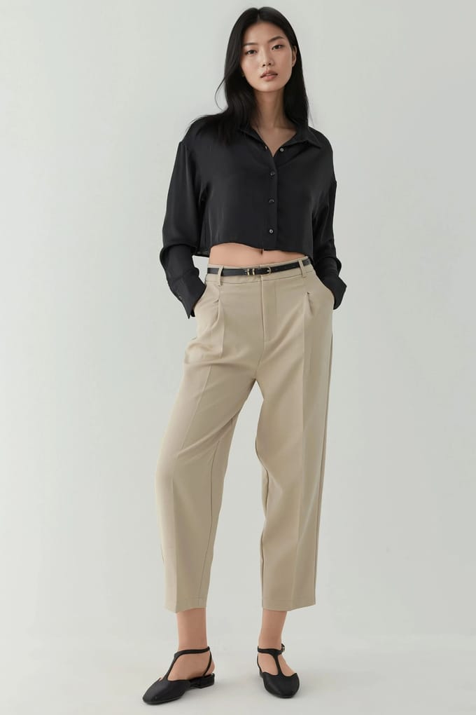 Hoge Taille Geplooide Broek