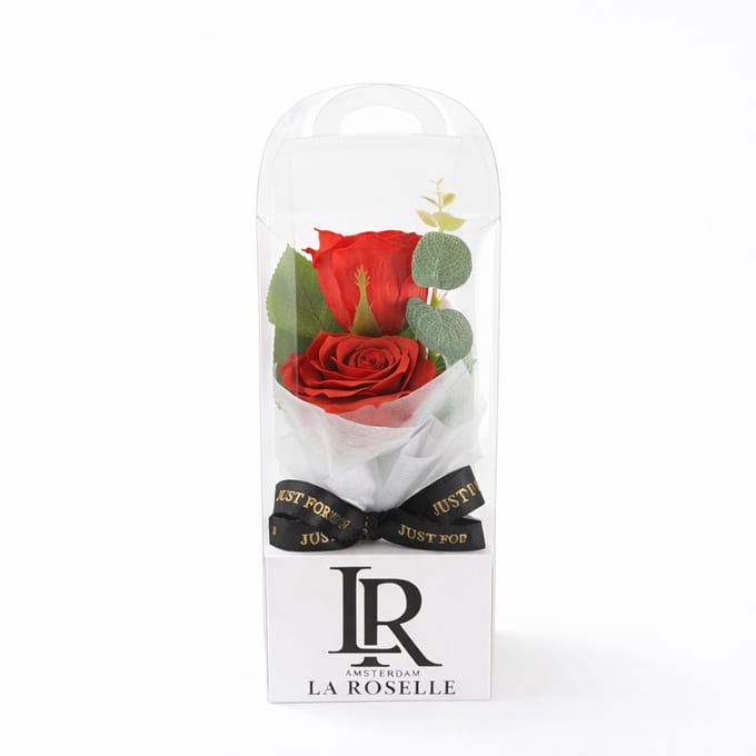 Kunst Roos Giftbox – 2 kunstbloemen rode rozen in cadeauverpakking
