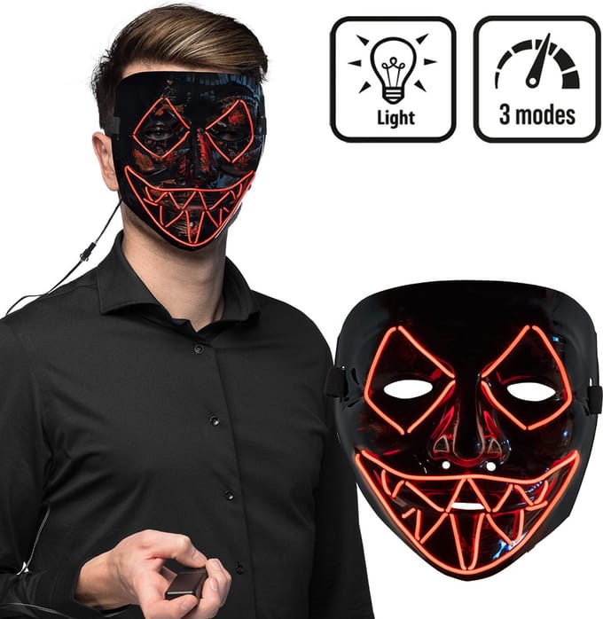 Boland - LED masker Killer smile rood - Volwassenen - Monster - Halloween accessoire - Horror