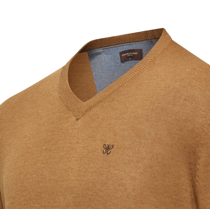 Cappuccino Italia - Heren Trui Pullover Salerno - Bruin - Maat M