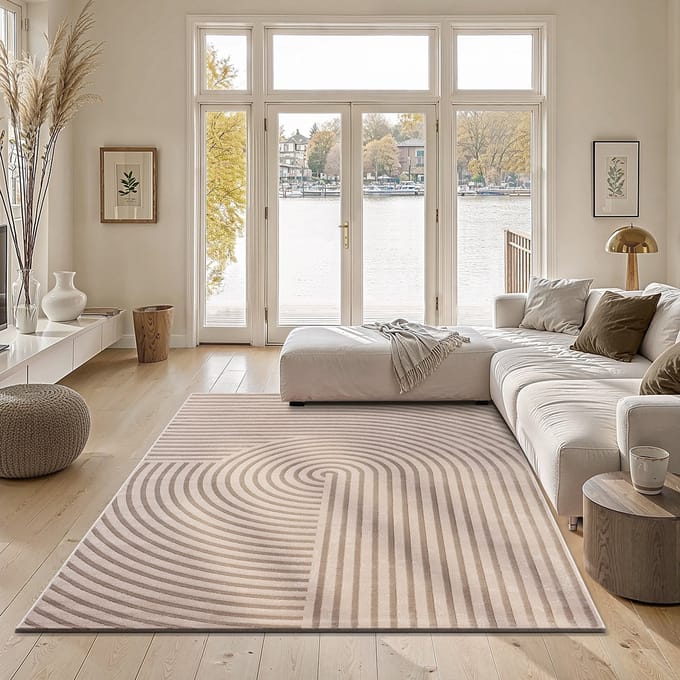 the carpet Knight - Modern vloerkleed, kortpolig, 3D-effect, elegante structuur, Donkerbeige, 140 x 200 cm
