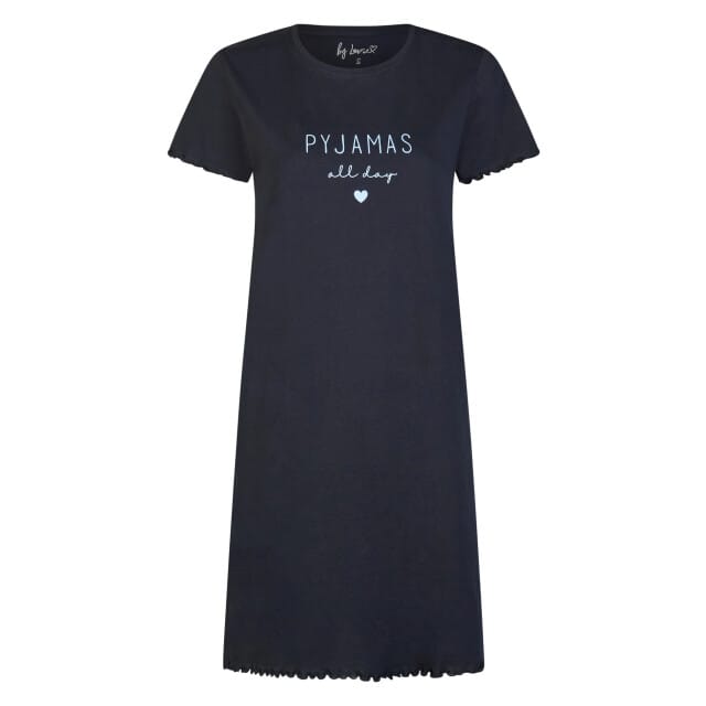 By Louise Dames Lang Nachthemd Korte Mouwen Donkerblauw - Maat L