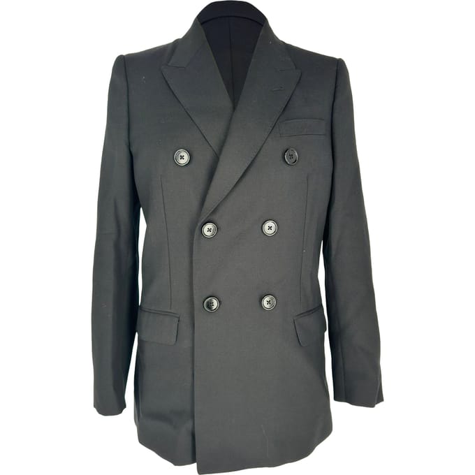 Celine double-breasted getailleerde blazer van zwarte wol.