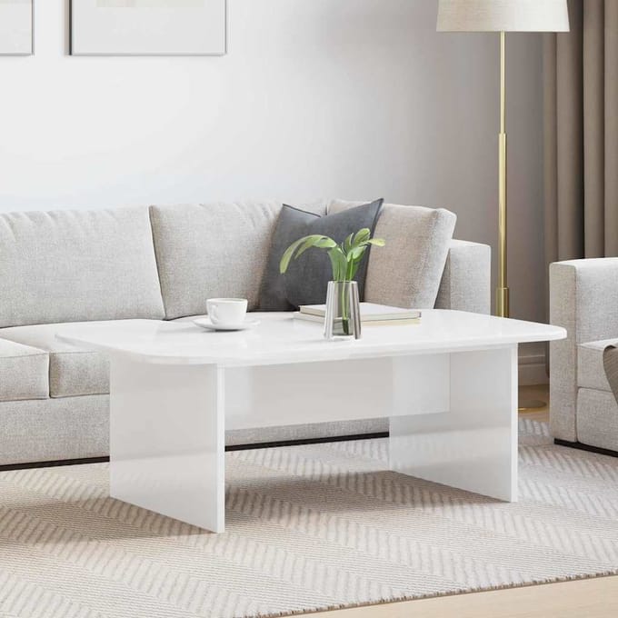 vidaXL - Salontafel - Hoogglans - wit - 93 - x - 53 - x - 33 - cm - Bewerkt - hout