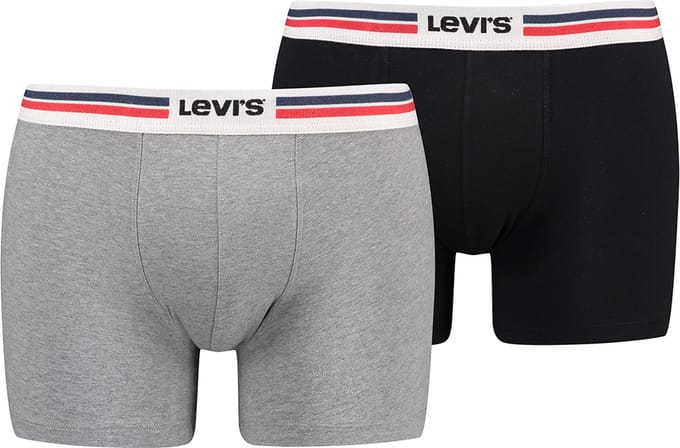 Levi's - 2-Pack - Boxershorts - Lange Pijp - Heren - medium grijs - L - 701222843