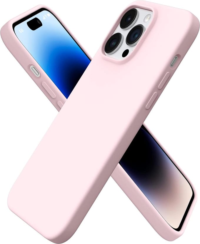 Solid hoesje Soft Touch Liquid Silicone Flexible TPU Cover - Geschikt voor: iPhone 14 Pro - Lichtroze