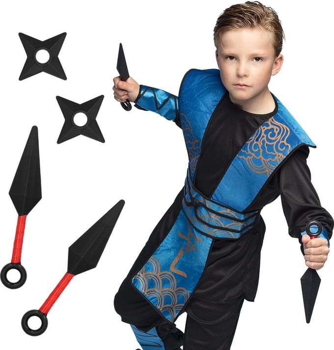 Boland - Set 4 speelgoedwapens Ninja - 2 Ninja messen + 2 sterren - Ninja's - Carnaval - Themafeest