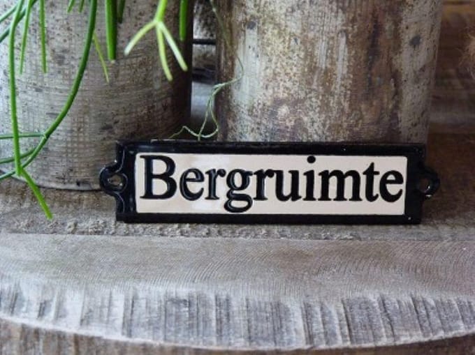 Emaille deurbordje recht 'Bergruimte'