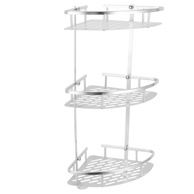 3-laags hoekdoucheplank, wandgemonteerde douche-organizer, opbergrek voor toilet, keuken white
