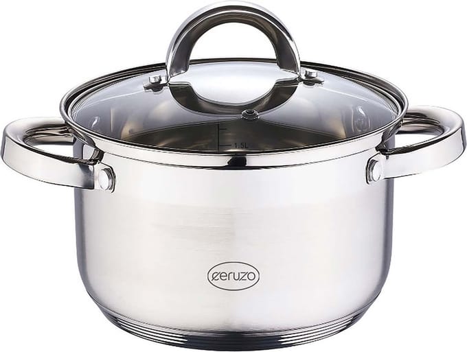 Ceruzo Kookpan - RVS - Ø 20 cm - H 12.5 cm - 3.6 L - alle Warmtebronnen