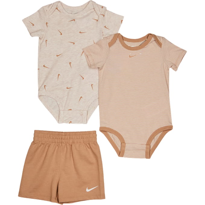 Nike Essentials Stripe Swooshfetti Trainingspakken Baby - Wit - Maat 50 - 56 CM - Katoen Jersey