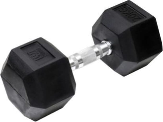 Orange Gym, Hex Dumbbell – 20KG – hexagon dumbbells – neoprene dumbbell