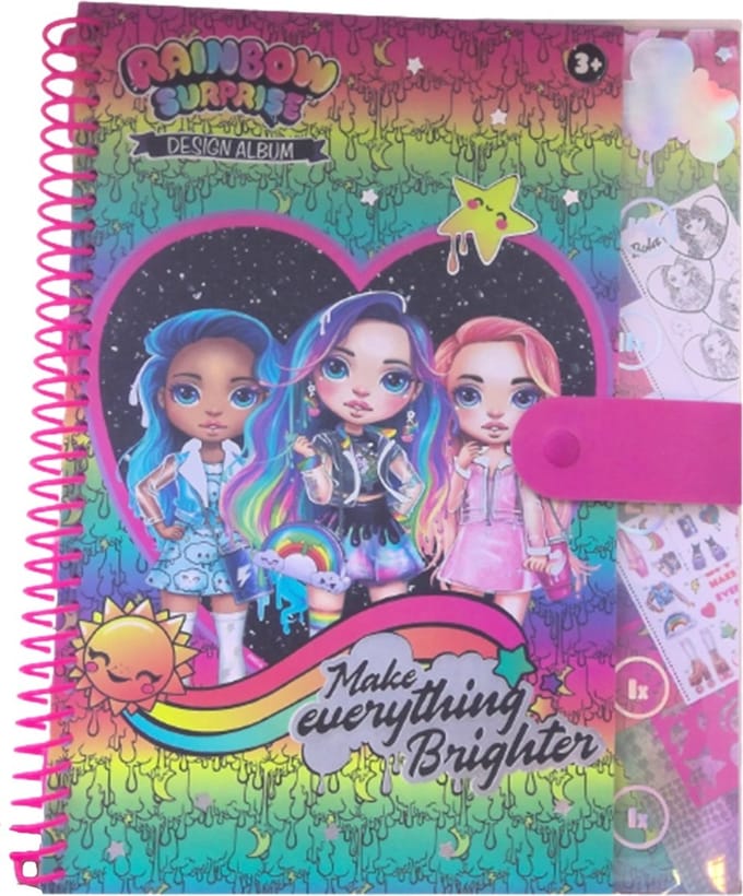 Rainbow Surprise Ontwerpalbum - met stickervellen - kleurplaten - Poopsie Surprise - A4 formaat