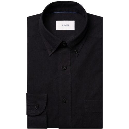 Eton Overhemd Uni Color Denim Twill Button-Down Zwart / male