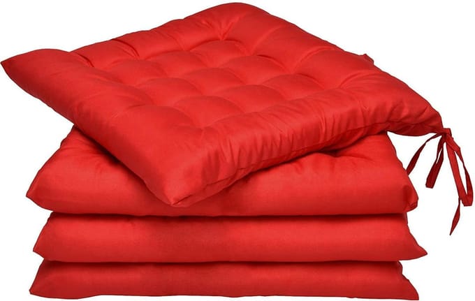 Beautissu Lea Stoelkussens Eetkamer 40x40 cm Set van 4 Zitkussen met Lint Rood