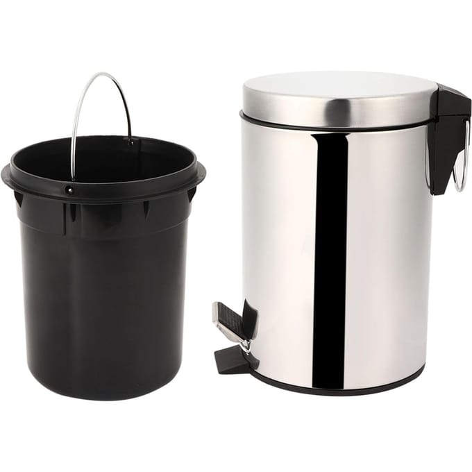 3L Huishoudelijk RVS Stap Pedaal Vuilnisbak Vuilnisbak Afval Afvalbak Container black