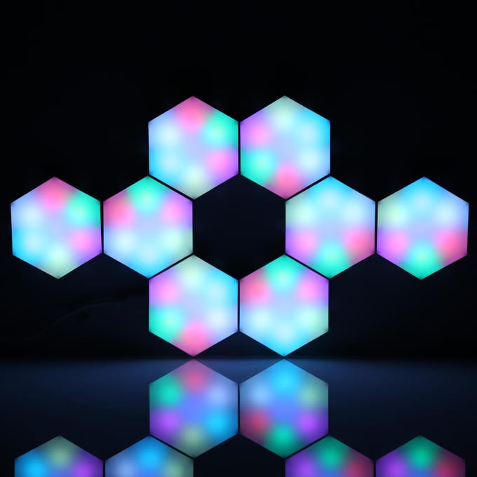 Neoglint 8PCS BT aangesloten RGB zeshoek licht sfeerlamp wand decoratieve verlichting met controller wit