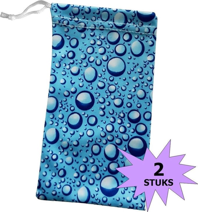 Fako Bijoux® - Microvezel Brillenhoes - Druppels - 18x9cm - Blauw - 5 Stuks